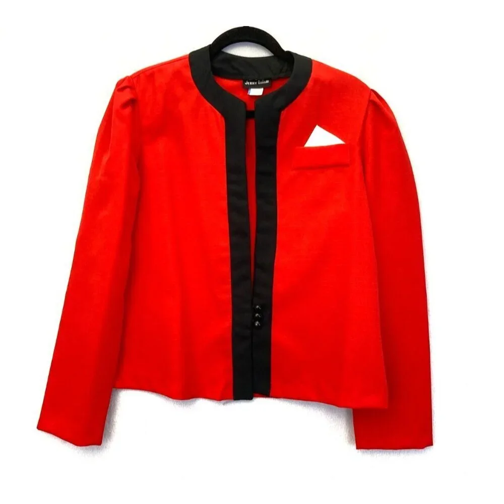 Vintage 90s Jerry Leigh Cherry Red Blazer Womens Size 18‎ Lightweight Steampunk